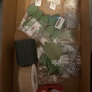 Crafting Supplies Set with Green Leaves and Twine